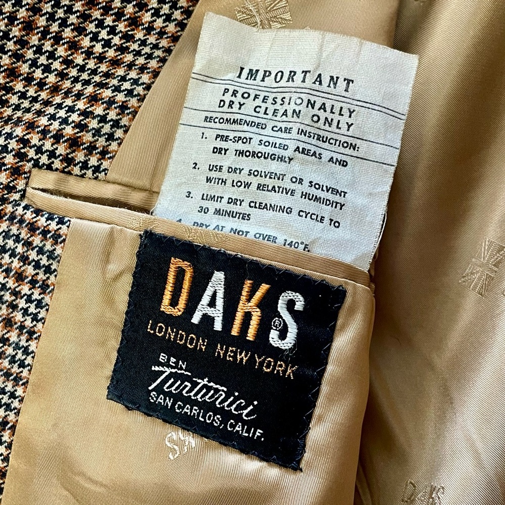 Vintage DAKS Ben Turturici USA Union Made 100% Wool Tweed Sports Coat Blazer - Picture 10 of 16